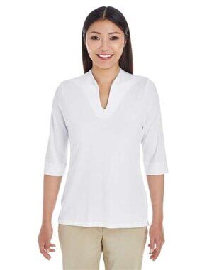 Devon & Jones Ladies' Perfect Fit Tailored Open Neckline White Top